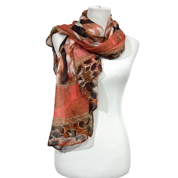 Maryan Mehlhorn Women’s Silk Scarf Sarong Pink Print Women’s 55” X 36” - Picture 1 of 8